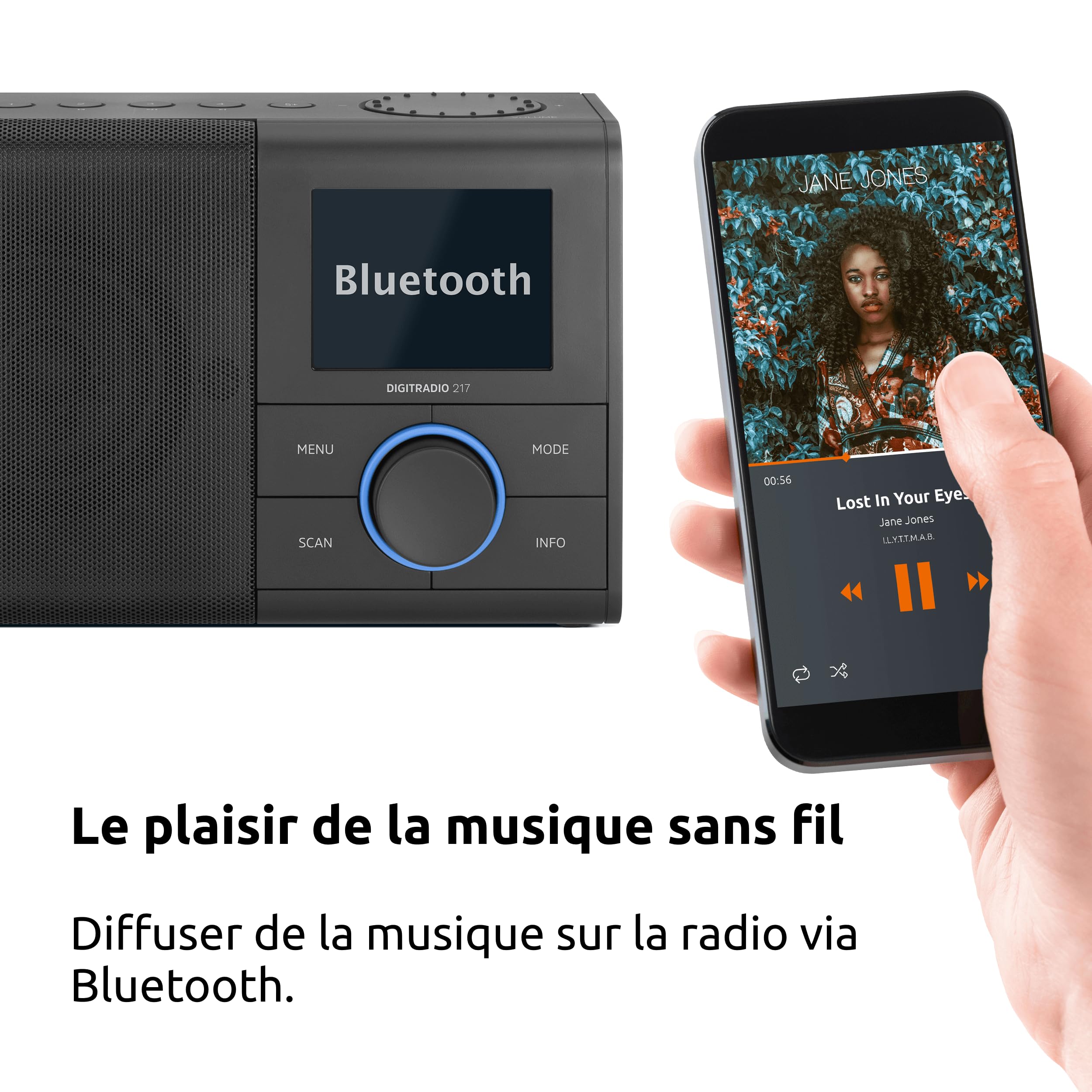 TechniSat DIGITRADIO 217 – Radio numérique Dab+ Compact et Portable (FM, écran Couleur, Bluetooth, présélections, Fonctionnement sur Secteur ou Piles, Double Alarme, favoris) Noir