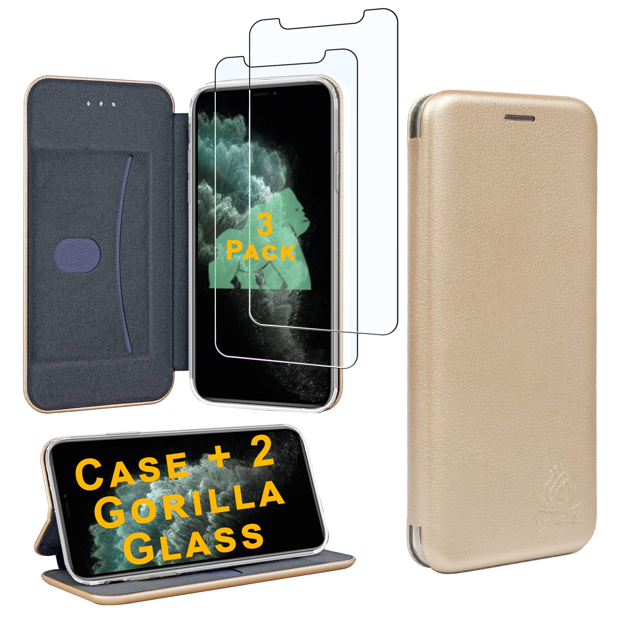 Gorilla Tech iPhone XS and X Flip Case and 2 Screen Protector