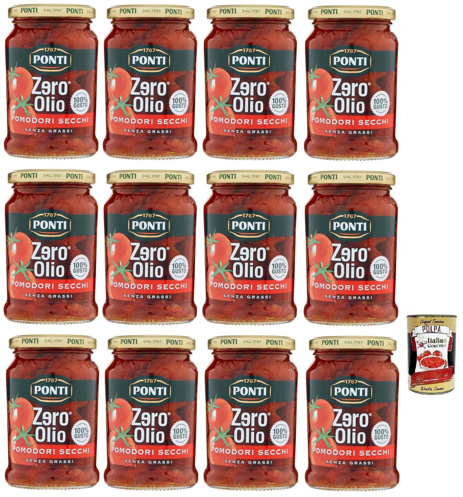 Italian Gourmet Pomodori Secchi Zero Olio fettfrei im Glas 12 x 300g