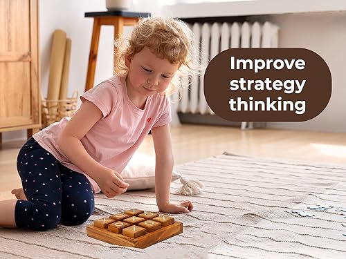 Miniatura 6 de BSIRI Bloques XO de madera (L) Juegos de mesa de Tic Tac Toe - Ideal para juegos de niños, juegos familiares y noches de juegos para adultos,