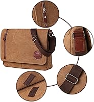 Vista 6 de Vintage Canvas Satchel Messenger Bag for Men Women,Travel Shoulder bag 13.5" Laptop Bags Bookbag (Coffee-01)