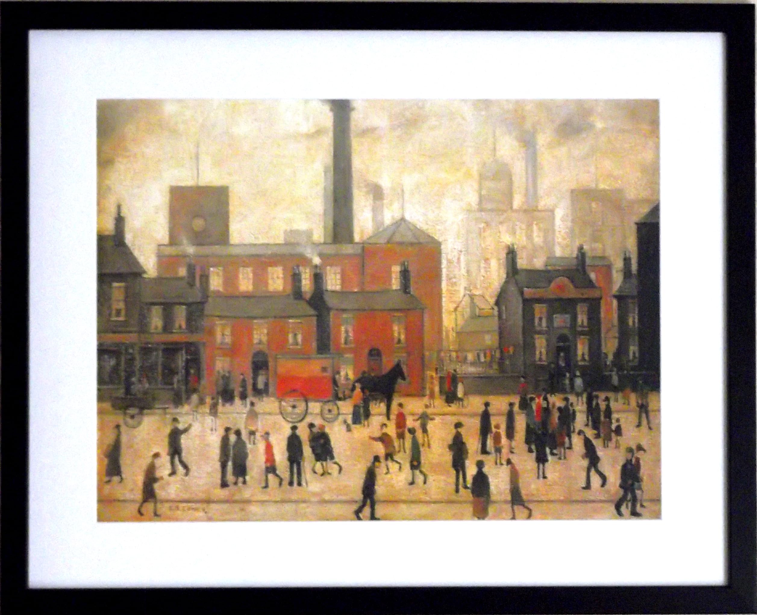 Stateoftheart-Uk Satin Black Authentic L S Lowry Print - Coming Home From The Mill - 21 X 17Inch Sustainable Engineered Wood Frame - Textured Image In An Art Mount