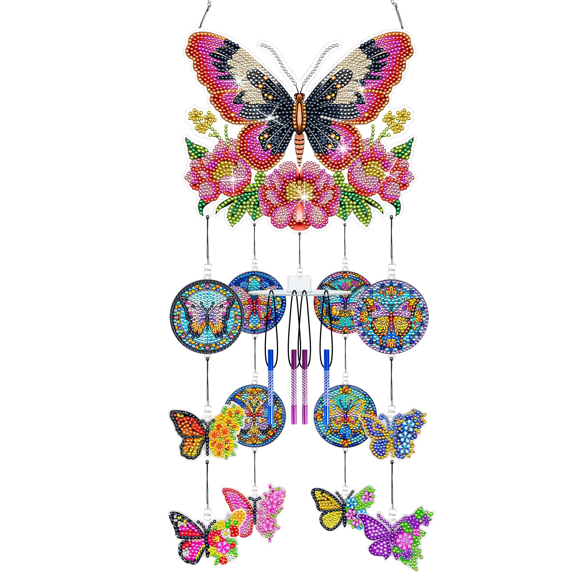 Set fai da te con diamanti per pittura a forma di sole, set di ciondoli a forma di farfalla, 5D, con cristalli su entrambi i lati, set per decorazioni per la casa, il giardino, le finestre