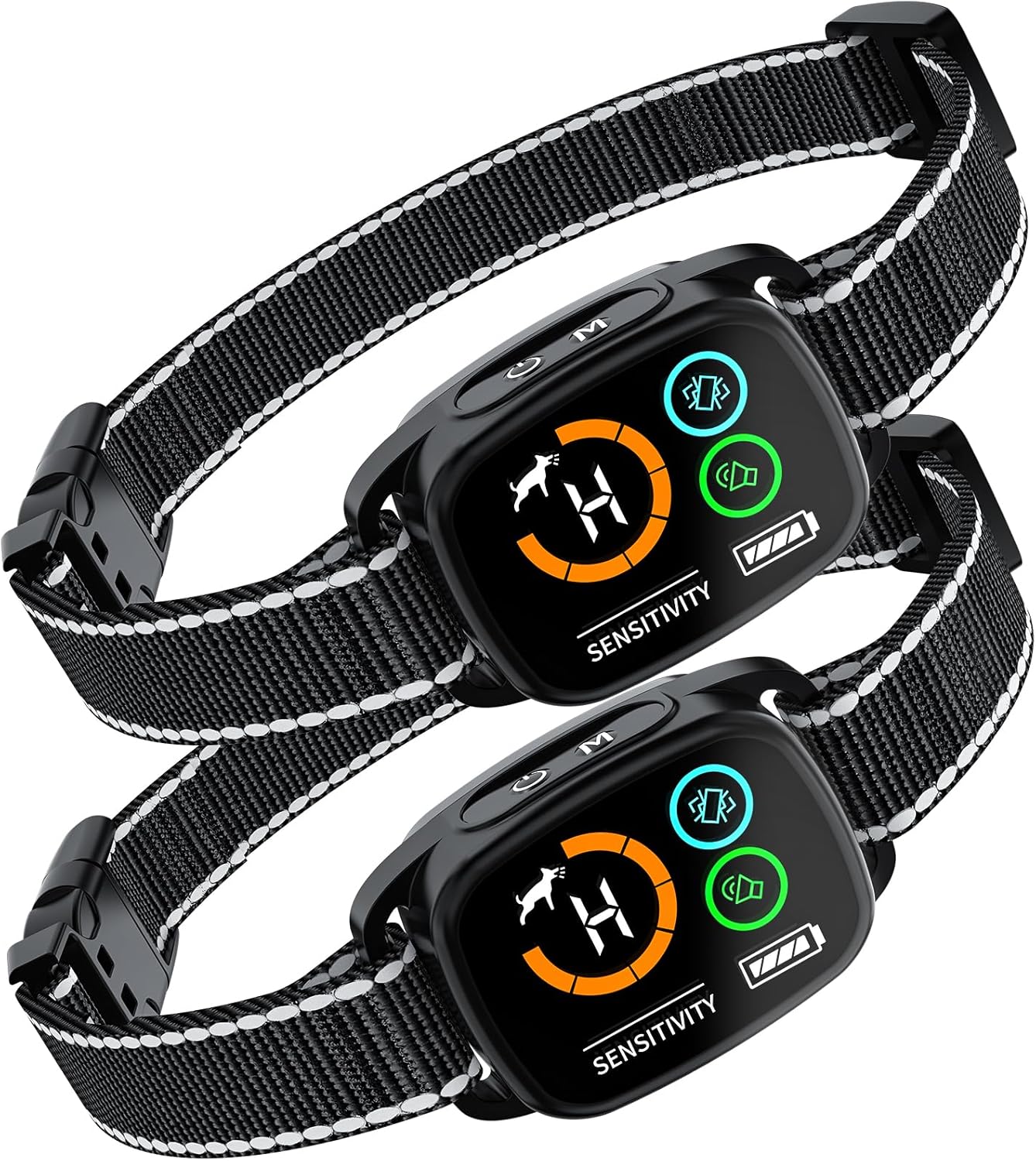 Dog Bark Collar, Rechargeable Smart Collar Set of 2, Anti-Bark Collar for Small Medium Large Dogs,Bark Collar with 6 Adjustable Sensitivity, 3 Mode Beep/Vibration/Beep&Vibration,Waterproof IP67(Black)