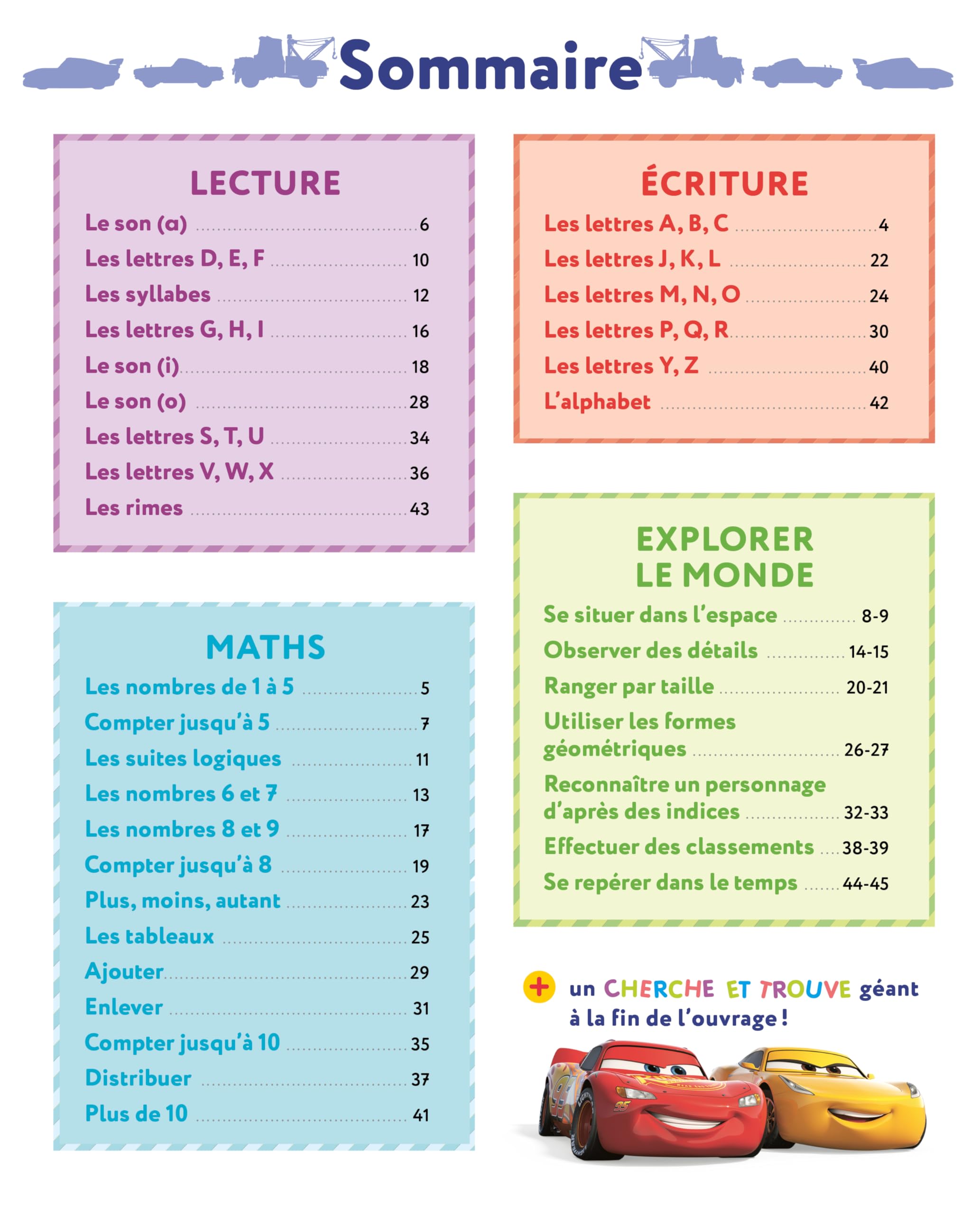 Disney - Cars - Mon année de Grande Section (5-6 ans)