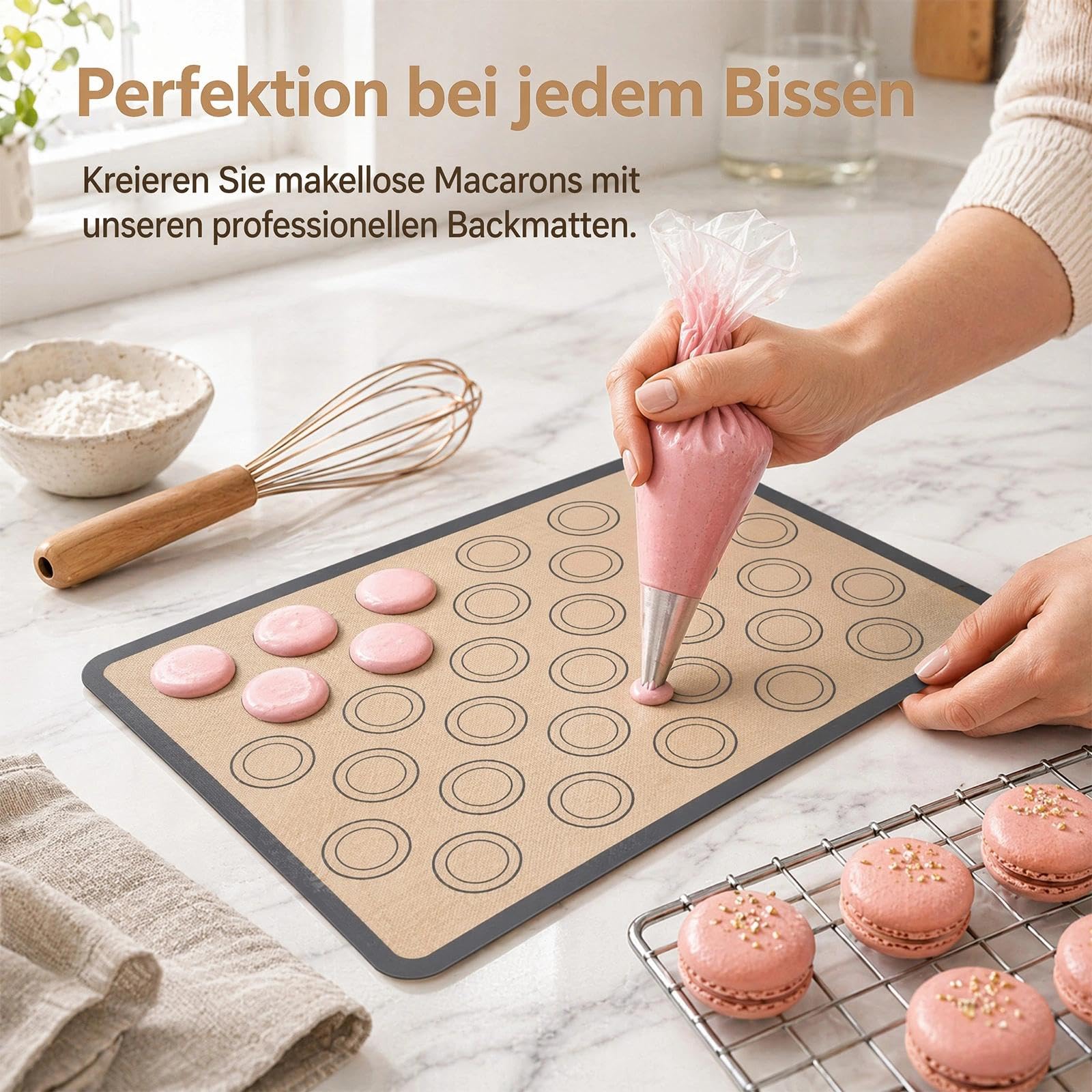 3 tappetini da forno in silicone per macaron, 42 x 29,5 cm, tappetino in silicone, facile da pulire, antiaderente, con raschietto blu, per torte, pane, biscotti, pizza
