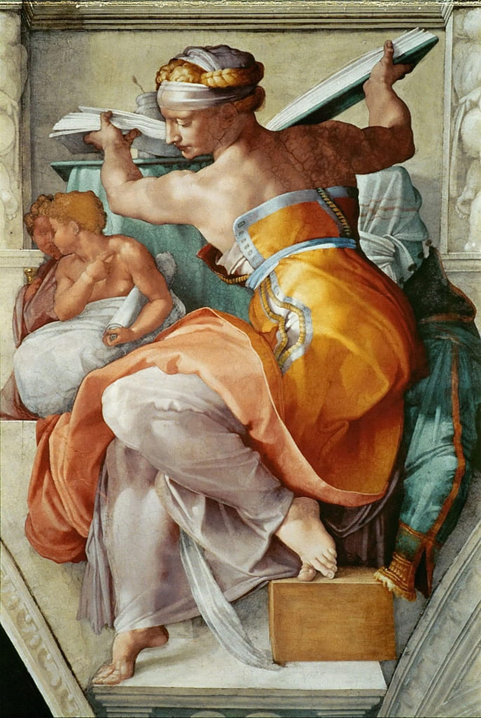 Hrjubwree No Frame Classic Canvas Picture Art Canvas Print Modern Oil Painting Prophets And Sibyls Libyan Sibyl Sistine Chapel Ceiling In The Vatican By Buonarroti Artwork On Wall For Home Decor 60X90cm