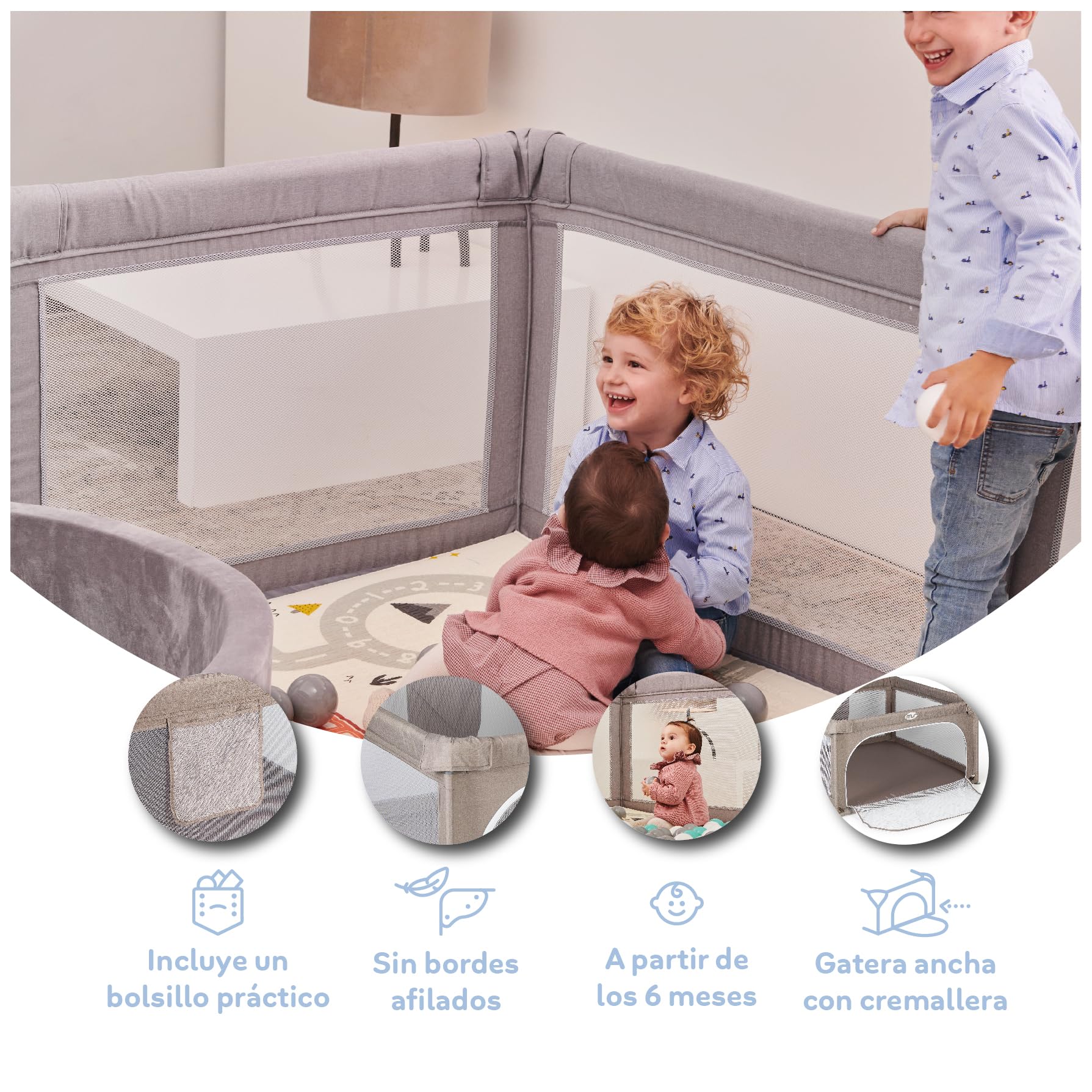 MS BabyWorld – XL Speelbox voor Baby's – 180 x 120 cm | Opvouwbaar Babypark | Veilig Speelhek voor Binnen | Met Instapluik en Gaasvenster
