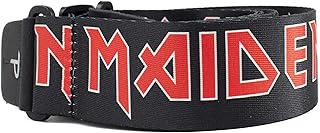 Perri Couros oficiais Licenciamento Iron Maiden Polyester correia de guitarra, 2” polegadas de largura, comprimento ajustável 39” a 58” polegadas, Preto