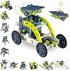 STEM Solar Robot Toy 12-in-1 Educational Science Kit DIY Building Toy Construction Engineering Set for Kids Age 8-12 Boys & Girls Birthday, Solar Powered Toy-Green