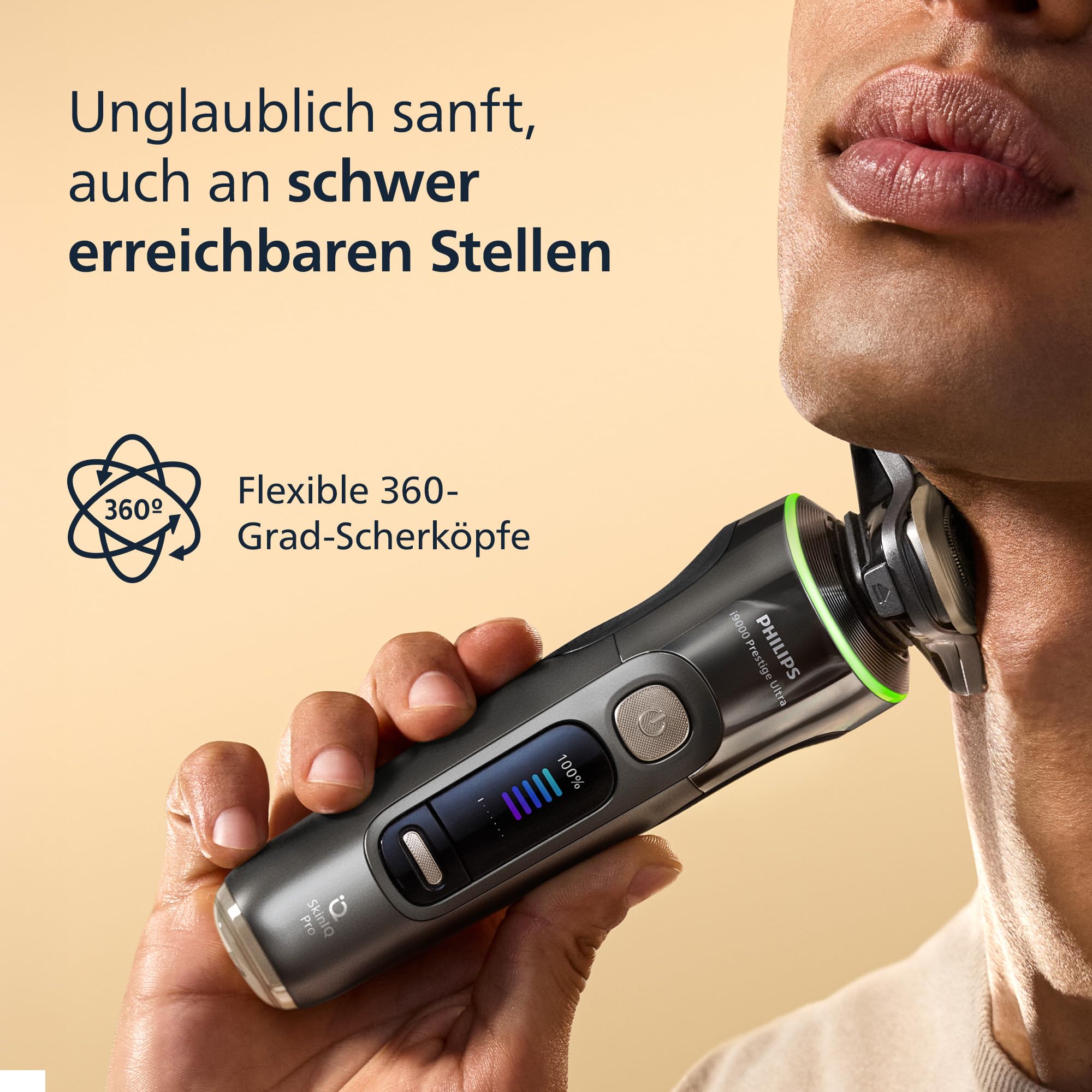 Philips Rasierer i9000 Prestige Ultra, elektrischer Nass- und Trockenrasierer für Herren, dunkelgrau, Druck- und Bewegungssensor, Trimmeraufsatz, Ladestation und Reiseetui (Modell XP9402/11)
