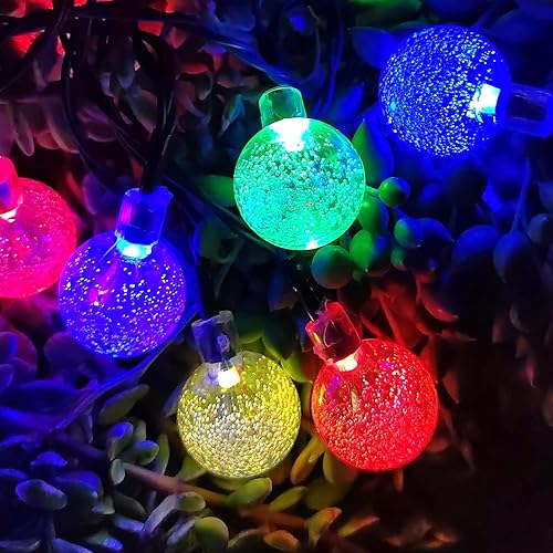 Miniatura 8 de SPLOcolor Guirnalda de luces solares impermeables para exteriores, 36 pies, 60 LED, 8 modos, guirnalda de luces solares de hadas de cristal para