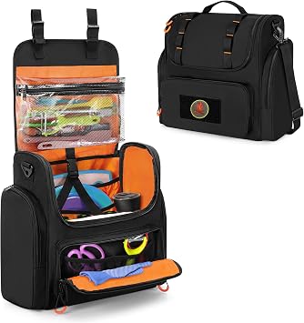 HODRANT Camp Kitchen Organizer with Paper Towel Holder & Multi Pockets | Large Tactical Camping Utensil Storage Bag, Hanging Cookware Caddy for Outdoor BBQ Cooking Essentials, Bag Only