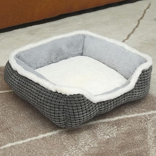 Miniatura 8 de Cama cuadrada de lujo para gatos y perros, suave, lavable, con parte inferior antideslizante y resistente al agua, perfecta para perros pequeños y