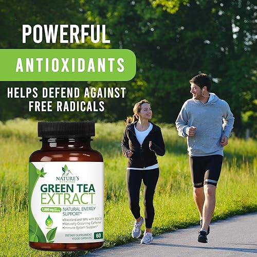 Miniatura 4 de Extracto de té verde 98 EGCG estandarizado  3 veces de fuerza para energía natural  Auxiliar cardíaco con polifenoles  cafeína suave fabricado en