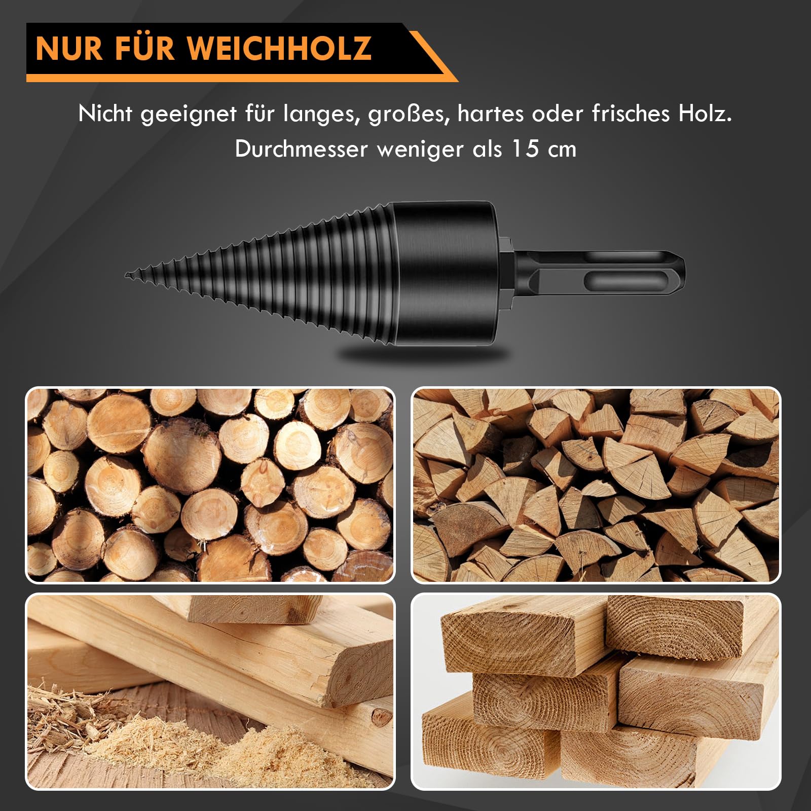 Holzspalter Bohrer 45mm + 32mm mit 4 Bohrgriffe（(1.15, Kilogramm)