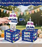 Vista 6 de Birthday Money Box for Cash Gift Pull, Surprise Gift Boxes for Money, Money Holder Box with Pull Out Happy Birthday Card and 50Pcs Transparent Bags