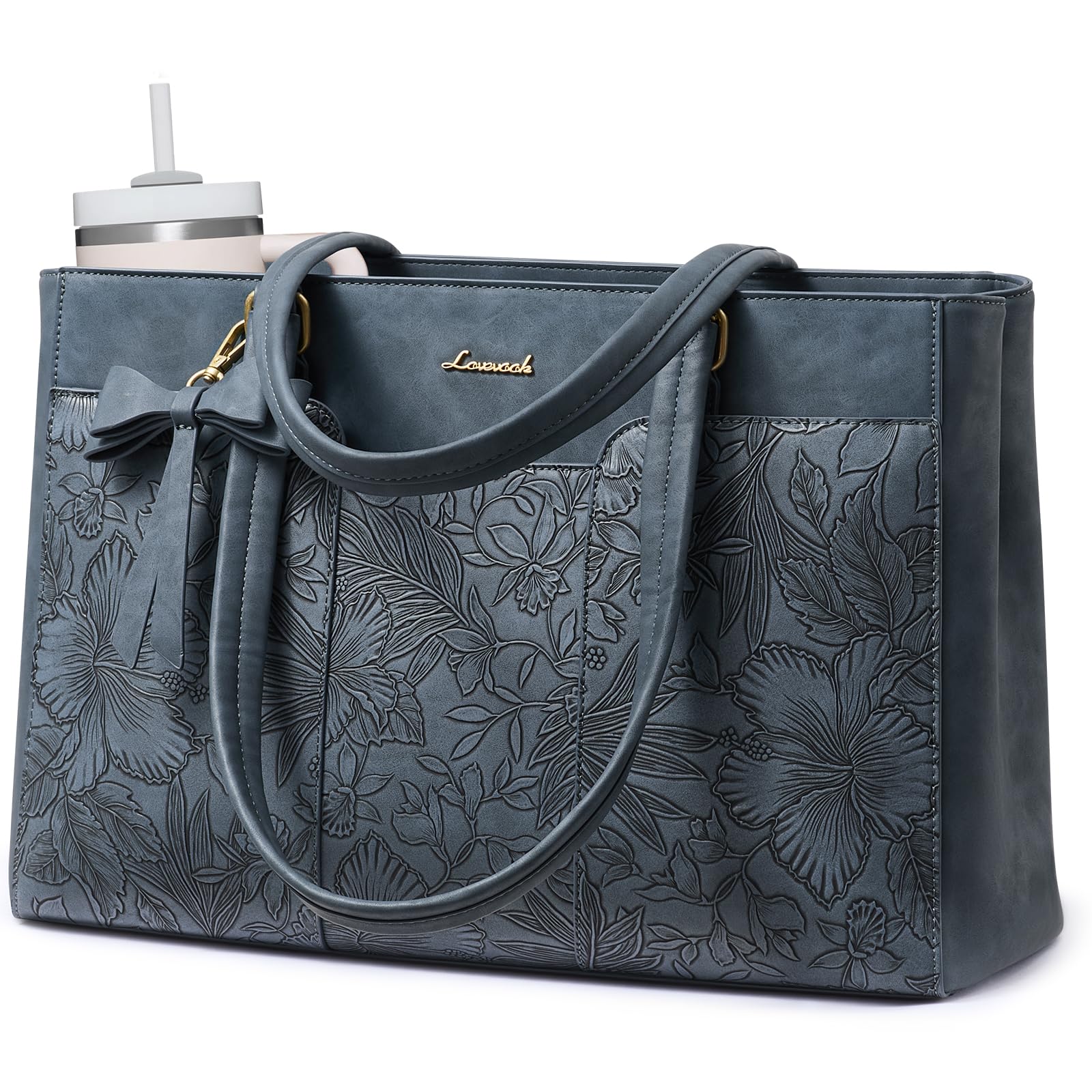 LOVEVOOK Laptop Tote Bag for Women 17.3 Inch PU Leather Work Bag