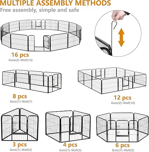 Miniatura 3 de ANT MARCH Corralito para perros de 16 paneles de 24 pulgadas de altura, corralito portátil para exteriores e interiores, conejos para cachorros de