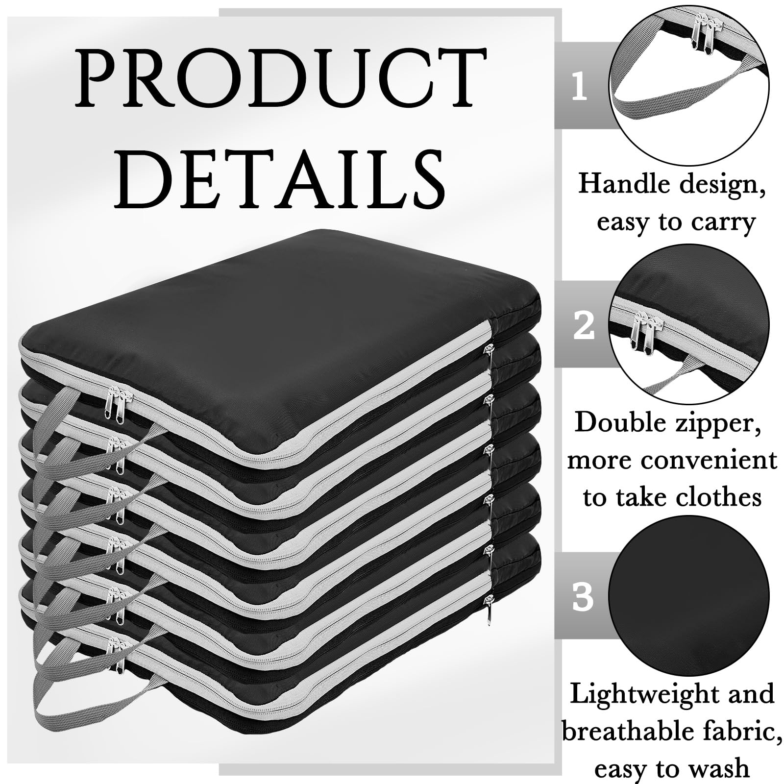 Hosuly 6 cubos de embalaje de compresión, accesorios de viaje, 17.3 x 12.6 pulgadas, organizadores de embalaje grandes expandibles para bolsas de viaje de compresión de equipaje (negro)