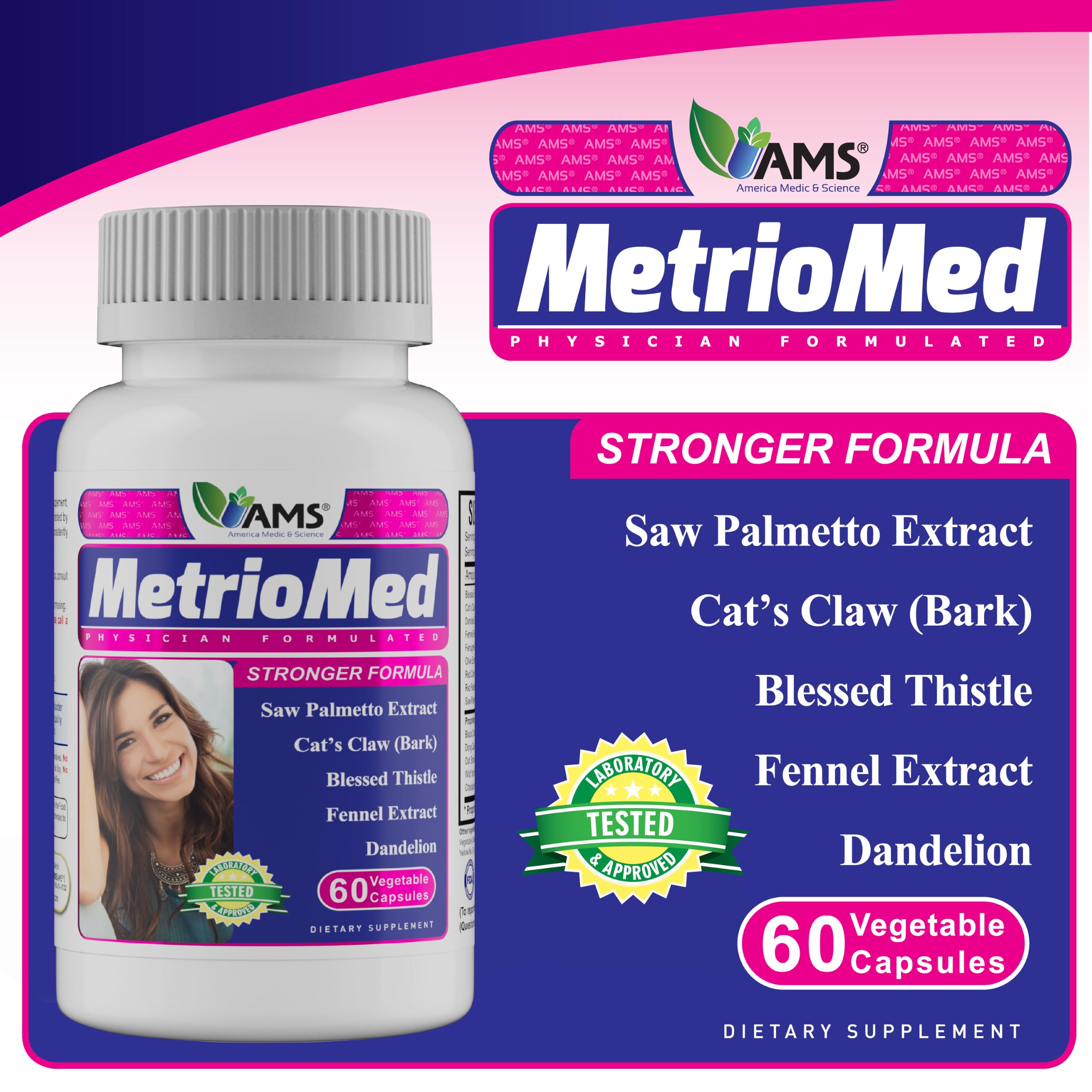America Medic & Science MetrioMed 60 Capsules | Women’s Herbal Supplement for Hormonal Balance & Wellness | with Black Cohosh, Chasteberry & Red Clover — Amazon image 2