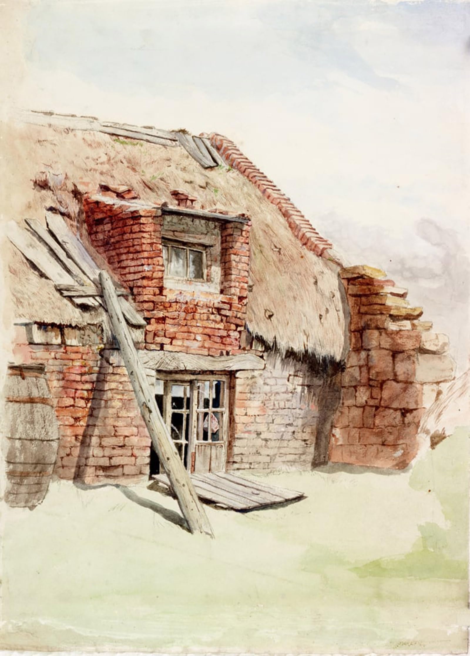 SERENDIPITP Abstract Painting Mural Print Picture Wall Decor Painting Fisherman's Cottage by Charles Napier Hemy Vintage Wall Artwork for Home Decor 60x90cm