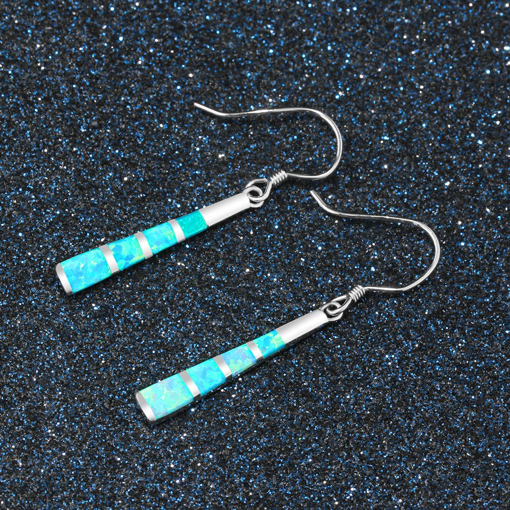 Orecchini Yazilind In Argento 925 Con Opale Blu - Piccoli E Eleganti, Ipoallergenici, Per Donna, Confezione Regalo