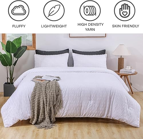 Miniatura 2 de AveLom - Juego de edredón de sirsaca, California King (104 x 96 pulgadas), 3 piezas, 100% microfibra suave lavada, ligero con 2 fundas de almohada,