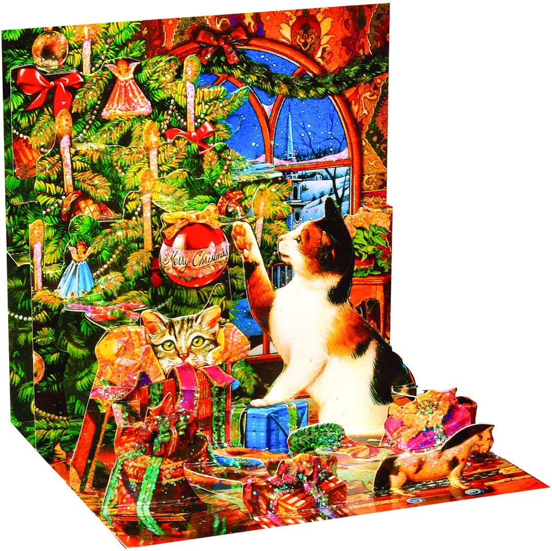 Christmas Greeting Card Mischief Cat Pop-Up