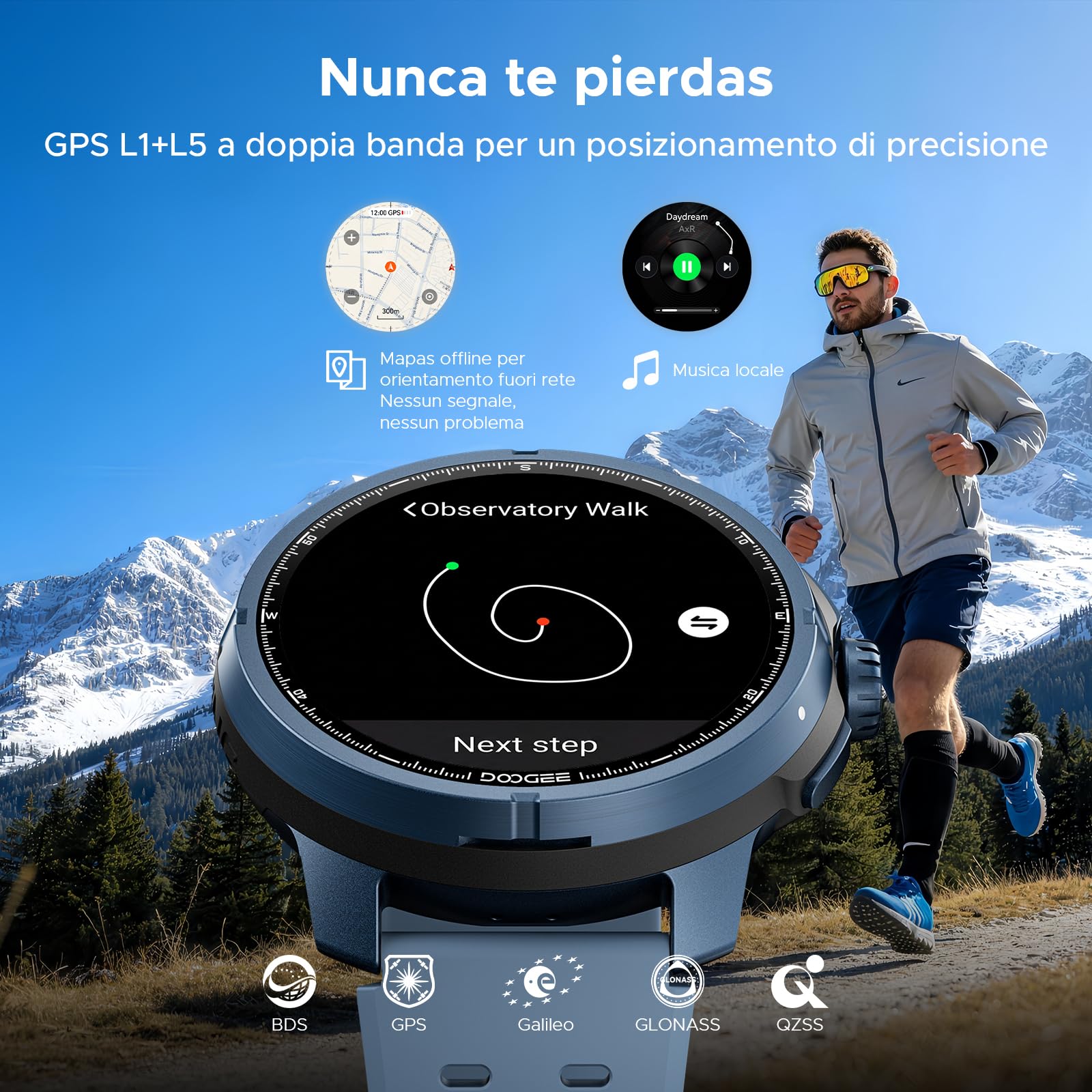 ANYMOVINGM1PRO Smartwatch Hombre y Mujer, GPS Doble Banda L1+L5, 30 Días Autonomía, 1.5" AMOLED 1000 Nits, GPX Offline y Trackback, VitalCore AI, 170+ Modos, 5ATM Reloj Deportivo Hombre