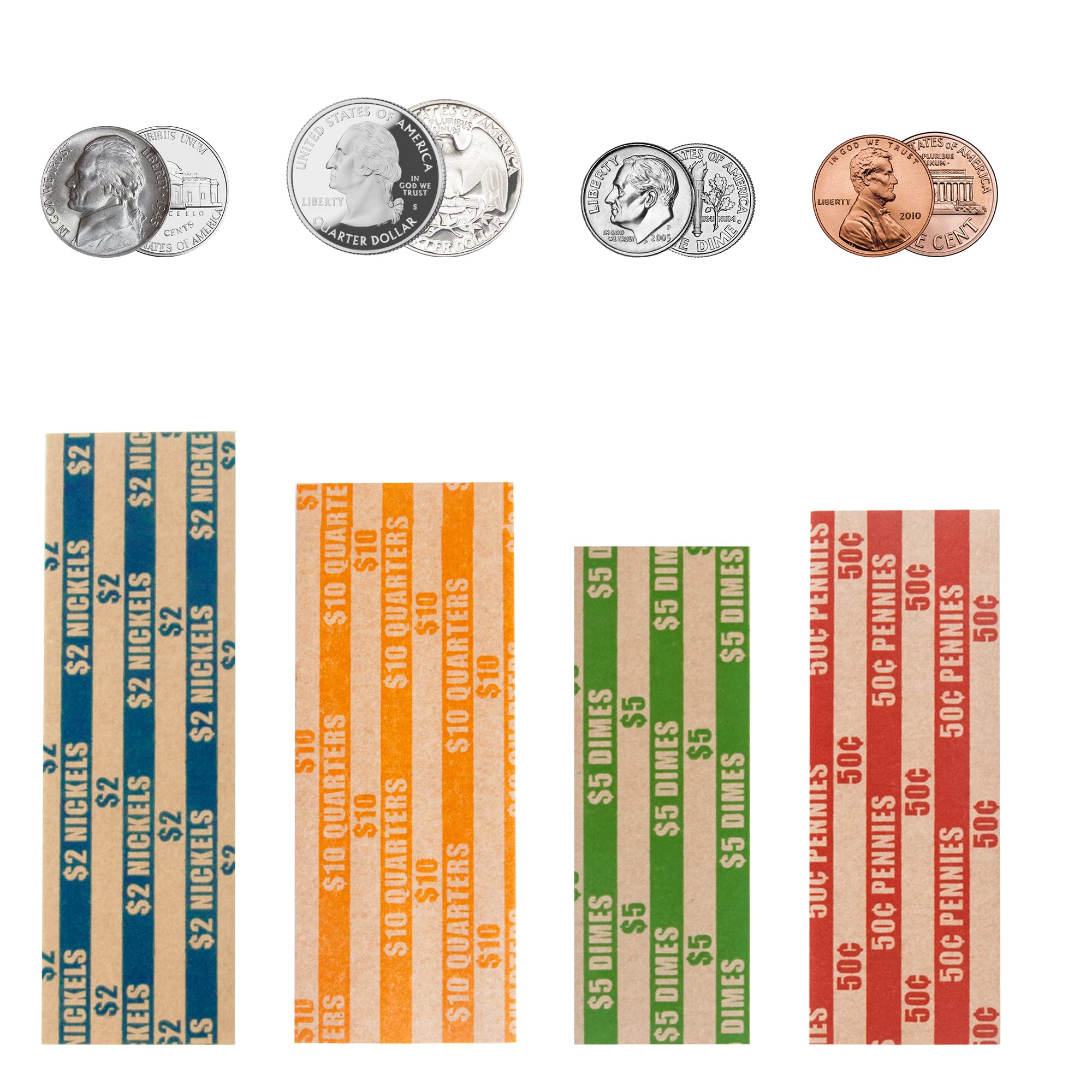 500 Bundle sortiert flach gestreift Coin Wrappers, 125 je