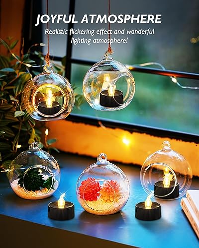 Miniatura 7 de Beichi Velas negras, paquete de 24 velas de té que funcionan con pilas, velas falsas sin llama parpadeantes, velas LED de Halloween para decoración