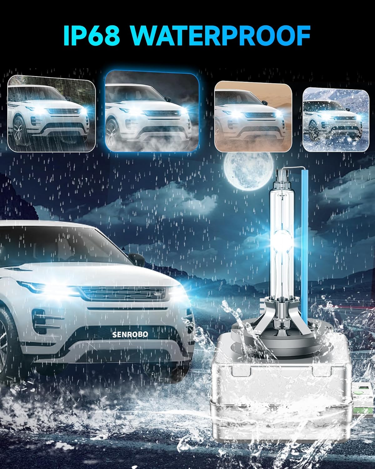 Fit for Land Rover 2010-2019 Range Rover Evoque Sport 2015-2019 Discovery Sport 2010-2015 LR4 D3S HID Xenon Headlight Bulbs, High Low Beam Light Bulb, 8000K White Blue, Pack of 2