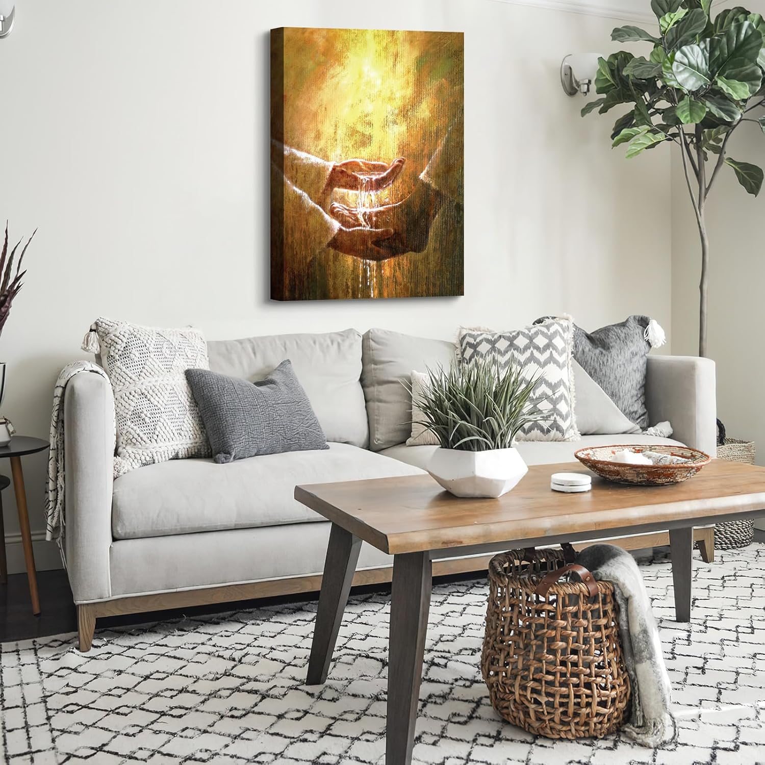 CanvasGarden Jesus Canvas Wall Art, Foot Washing By Holy Water Religious Poster Christian Gifts, Framed Picture Prints for Living Room Bedroom Office Decor, 12x16Inch