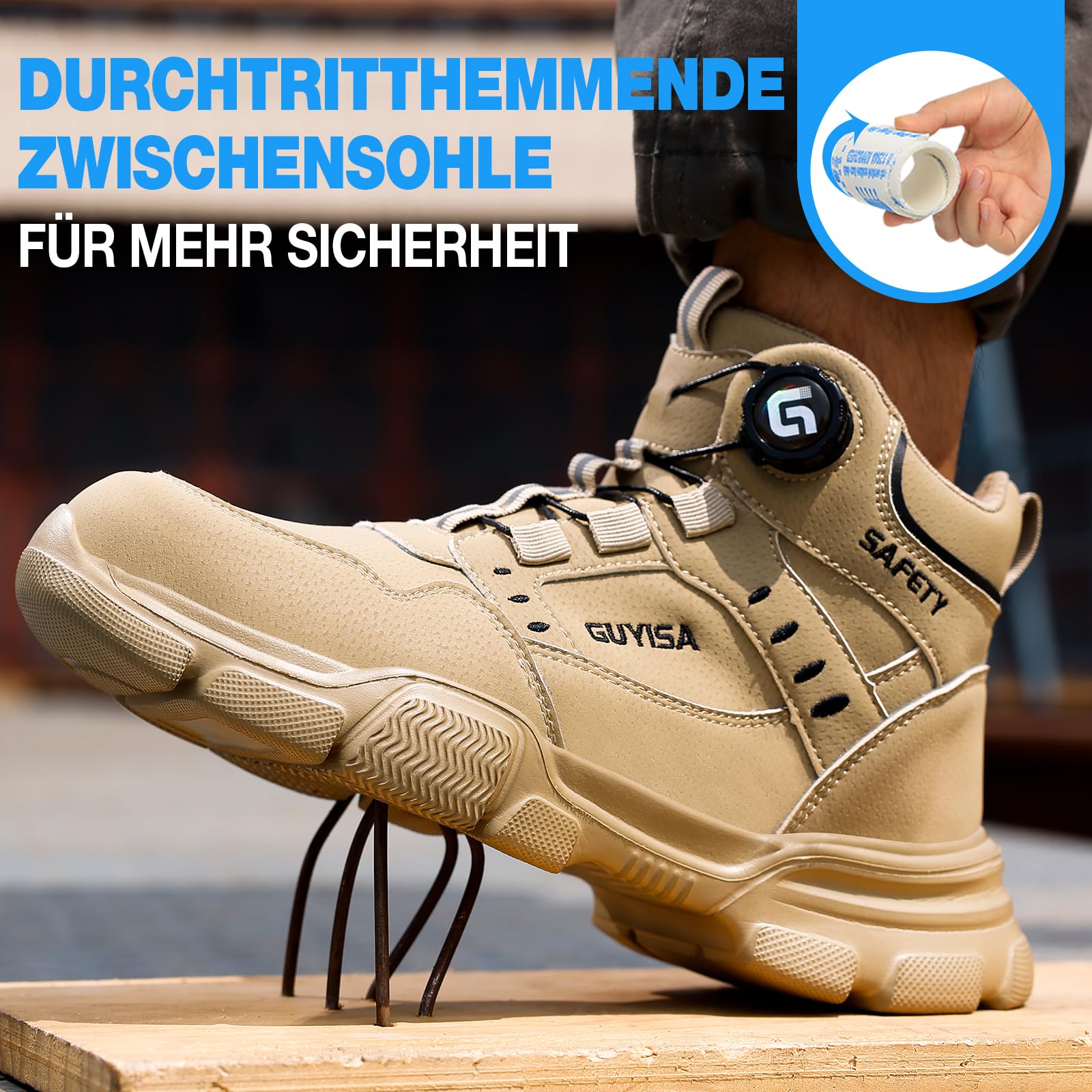 LAoutun Sicherheitsschuhe Arbeitsschuhe Herren Arbeitsstiefel Stahlkappenschuhe Herren Leicht Arbeits- & Berufsschuhe Schnürsenkel Schnellverschluss Arbeitsstiefel Größen 38-50 EU