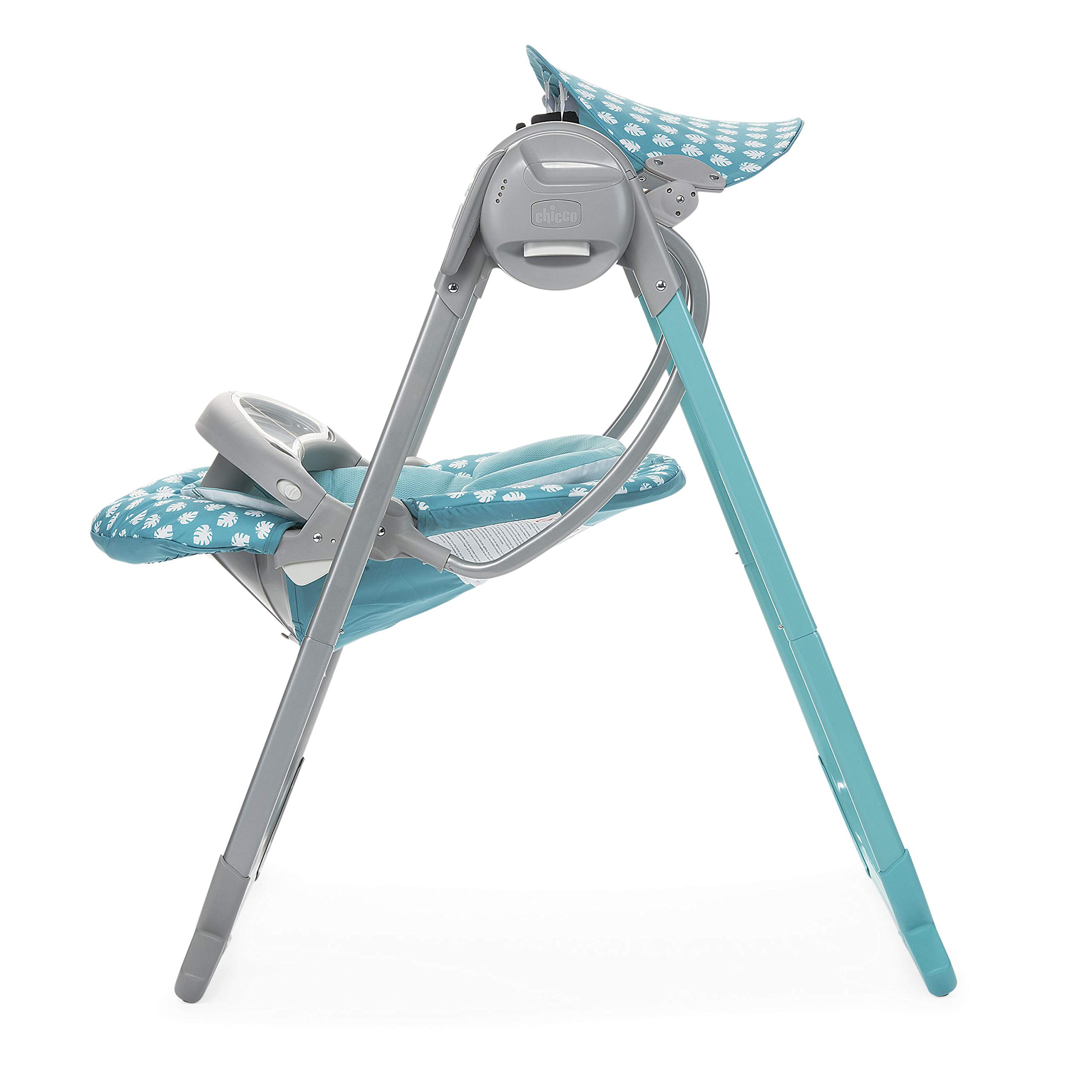 Chicco Polly Swing Up Elektroniczna Huśtawka dla Dziecka Od Urodzenia do 6 miesiący (9 kg), Automatyczne Bujanie, Sterowanie Pilotem, Tacka, Wibracje, Daszek, Pałąk z Zabawkami