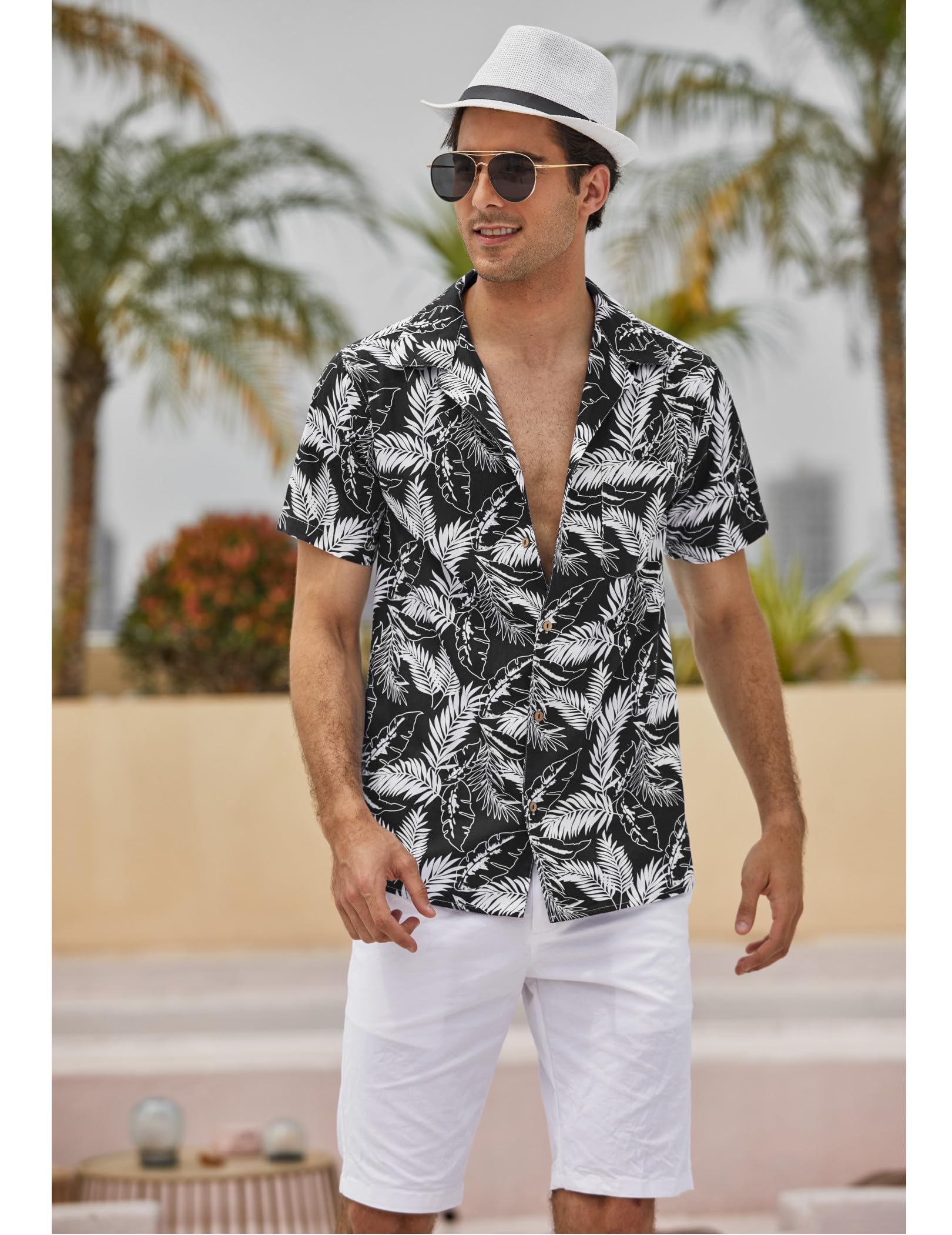 COOFANDY Chemise en Lin pour Homme Manches Courtes pour Les Loisirs et l'été Couleur Unie Basique pour la Plage