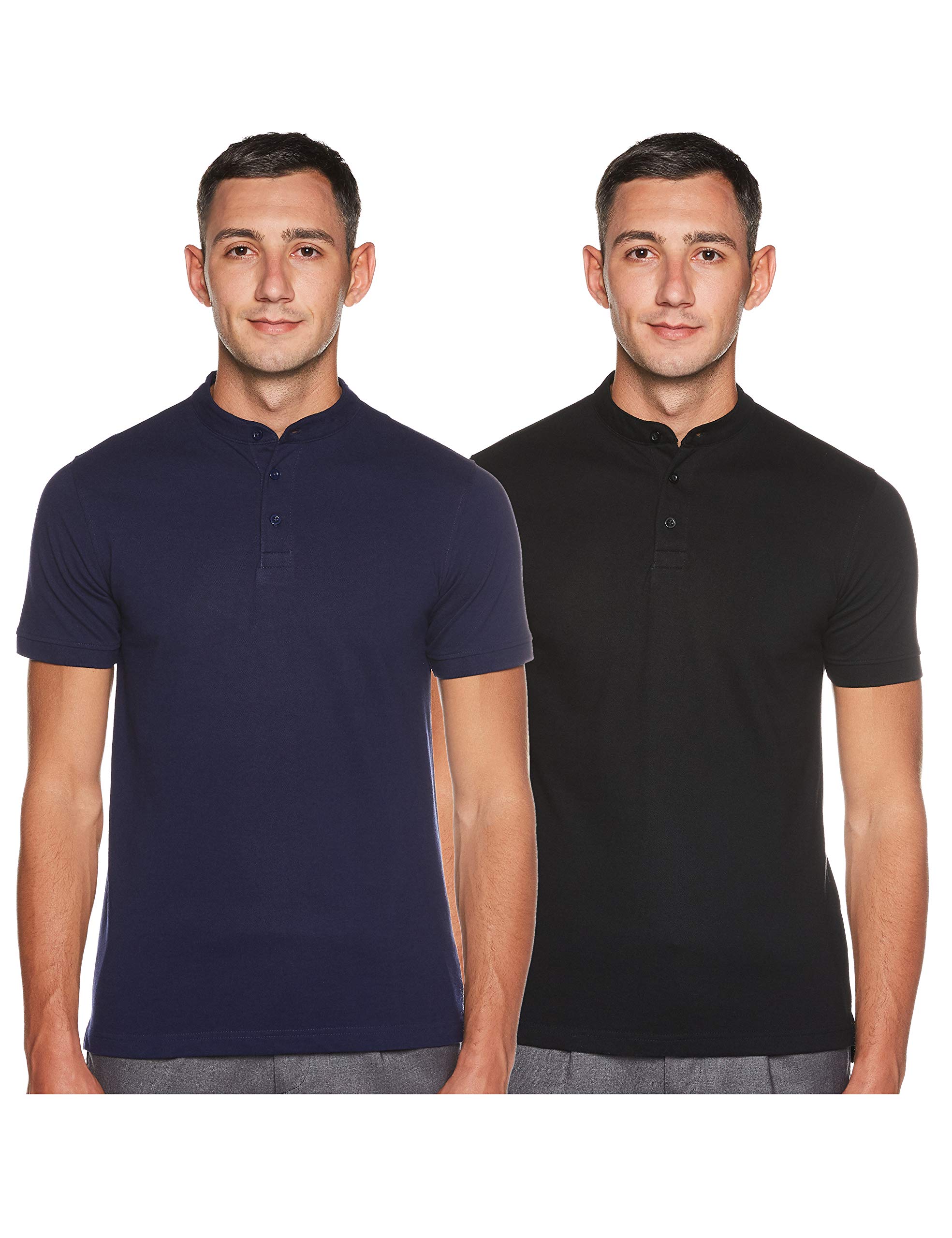 Men's Solid Henley Regular fit Polo (Pack of 2) (Henley-PO2)