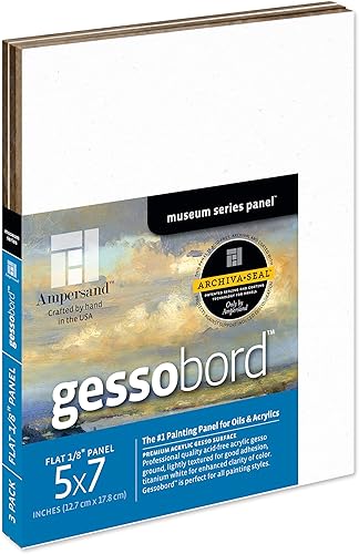 Ampersand Art Supply Panel de pintura de madera Gessobord, serie de museo, 5 x 7, blanco