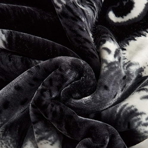 Miniatura 4 de Unknown1 Manta pesada de invierno con estampado de lobo de 10 libras, felpa estilo coreano, tamaño King, estampado de animales negros, microfibra