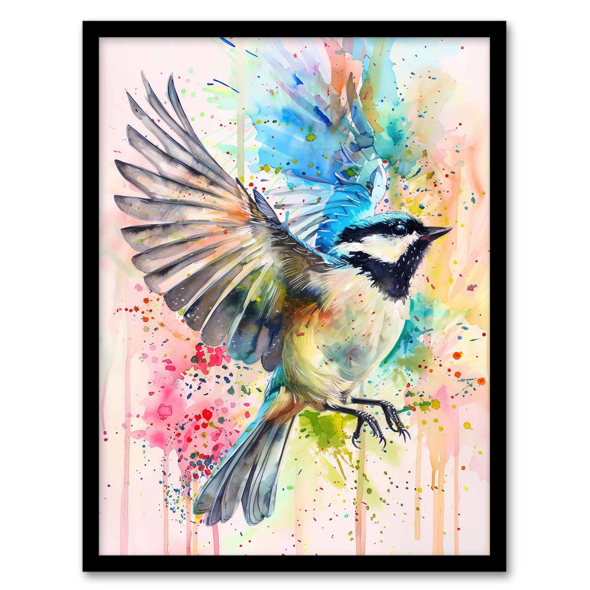 Artery8 Bird In Flight Colourful Watercolour Painting Wall Art PrintA4 Size from B&Q