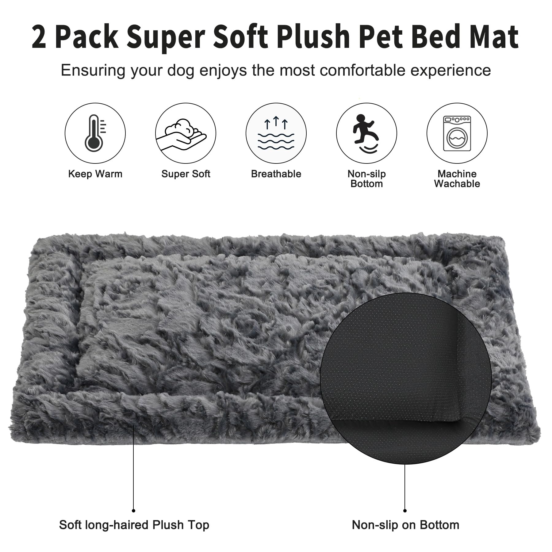 VITONIS Lit Orthopédique pour Chien 2 Pièces Taille XL 104x68 cm, Coussin en Polaire Chaud et Antidérapant, Couverture de Chien Lavable