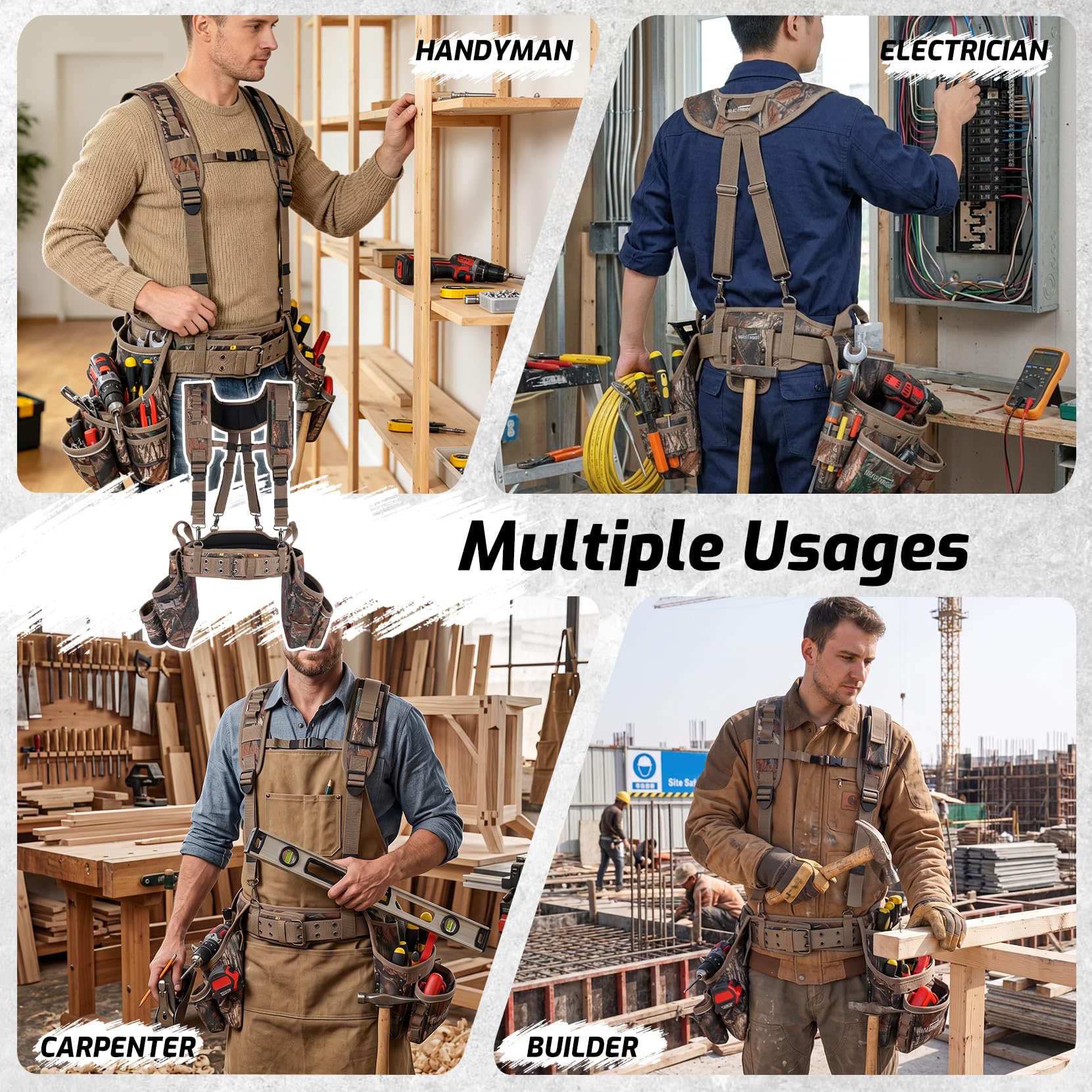 MELOTOUGH Ceinture porte-outils avec porte-outils robuste 18 poches