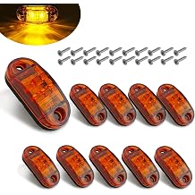 10PCS LED Trailer Lights, Front Rear Side Marker Signal Lights, 2 LED Amber Red Clearance Indicator Lamp, Waterproof Oval Surface Mounted Marker Lamp for 12V Truck Boat RV Yellow