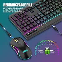 RedThunder K20 Vezeték nélküli billentyűzet és egér szett AZERTY RGB háttérvilágítás 4800 DPI 4