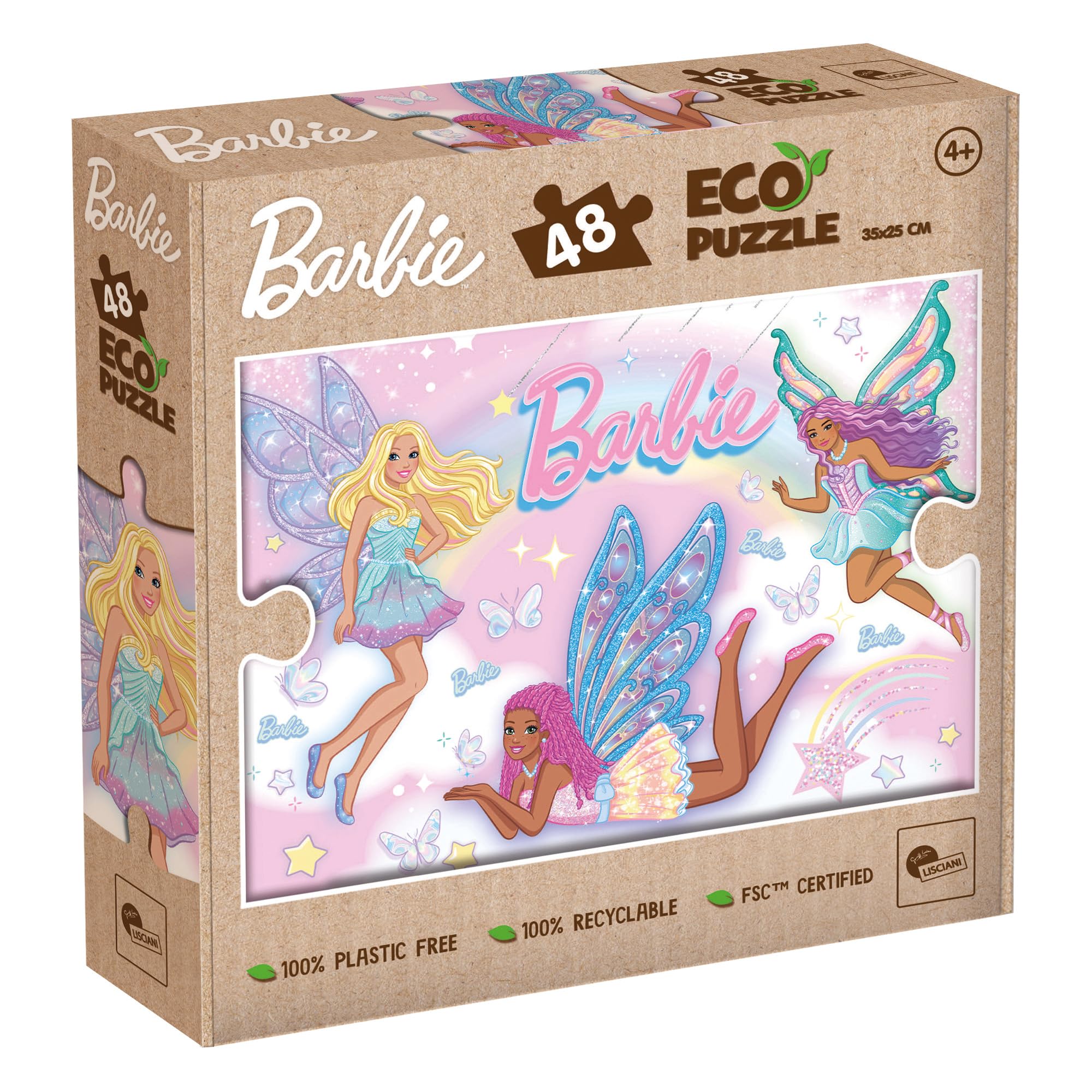Lisciani - Jigsaw Puzzle BARBIE - 48 Piece Double Sided Jigsaw Puzzle for Children from 4 years - Colouring Back - Format 25x35 cm - Vaiana Creative Activity - 100% Recyclable - Birthday Gift Idea