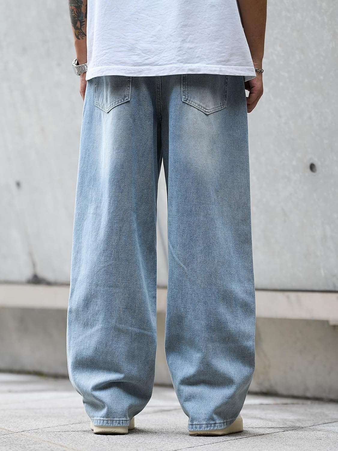DFGIGT Mens Wide Leg Baggy Jeans Y2k Casual Fashion Loose Denim Pants Work Office Streetwear