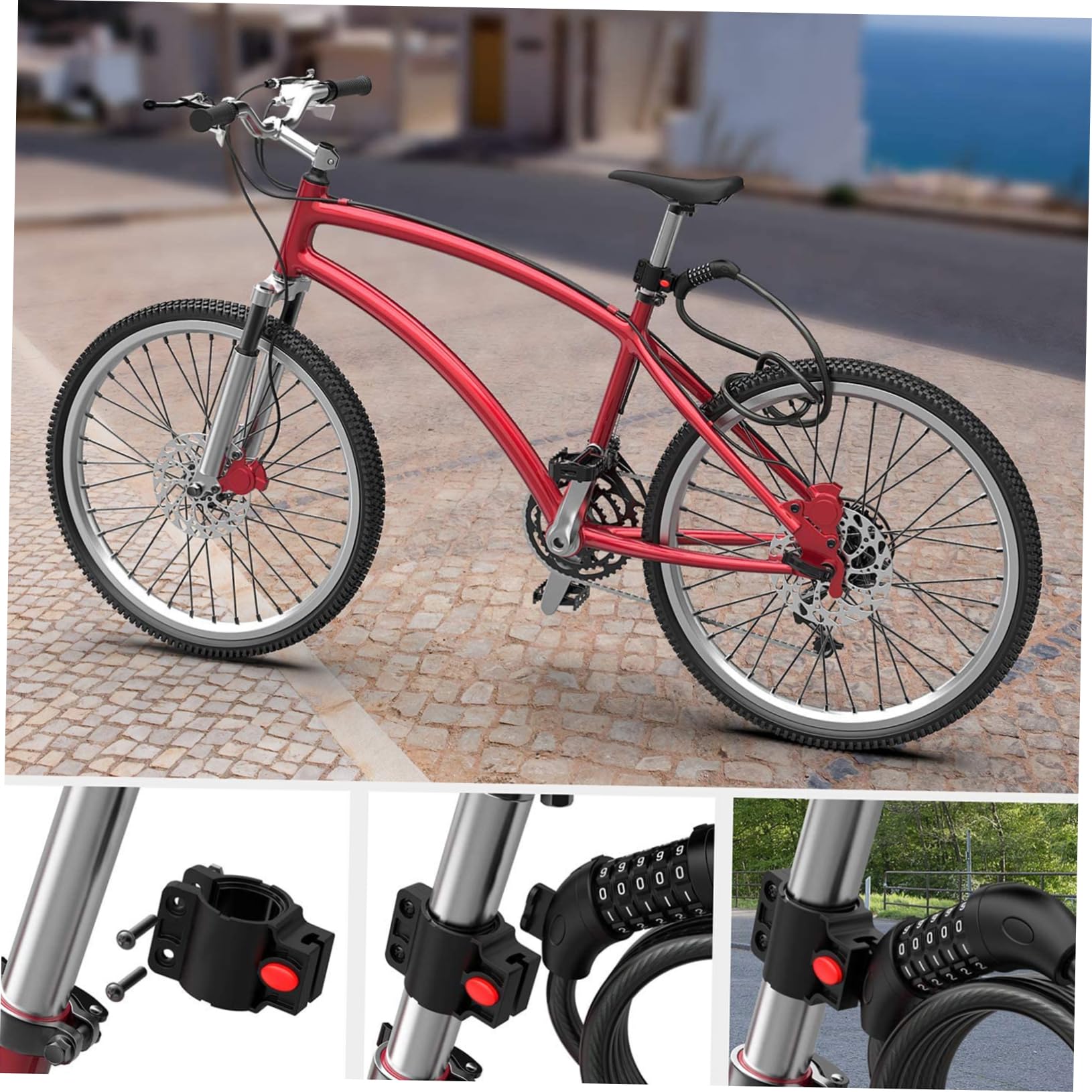 HANABASS Catena Di Sicurezza Per Biciclette Lucchetto Cifre Ripristinabile Cavo in Flessibile e Rivestimento in Resistente Al Taglio Adatto Cancelli Recinzioni