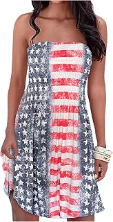 Summer Dress for Women Beach Floral Cover Ups Spaghetti Strap Sundress Smocked Strapless A-Line Mini Dresses
