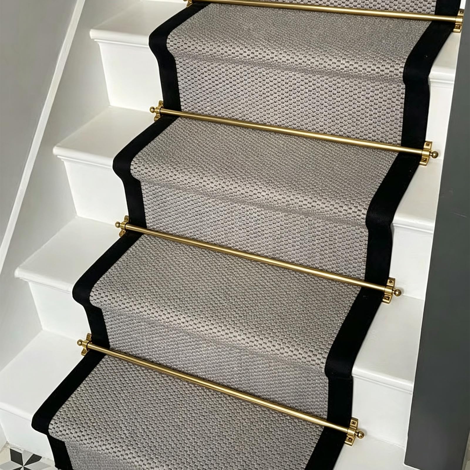 Mosiężne pręty do schodów, akcesoria do prętów dywanowych Antyczne metalowe wrzeciono balustrad balustrad z płytami montażowymi do przebudowy wnętrz(Brass-14pcs,112cm(44in))